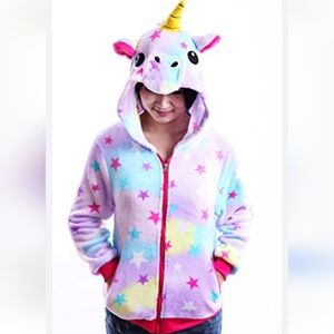 Unicorn Zip-up Sweatshirt Juniors Cartoon Costume Jacket Size Small